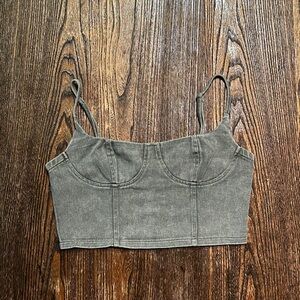 Green Denim Bustier Bra Crop Top Medium
